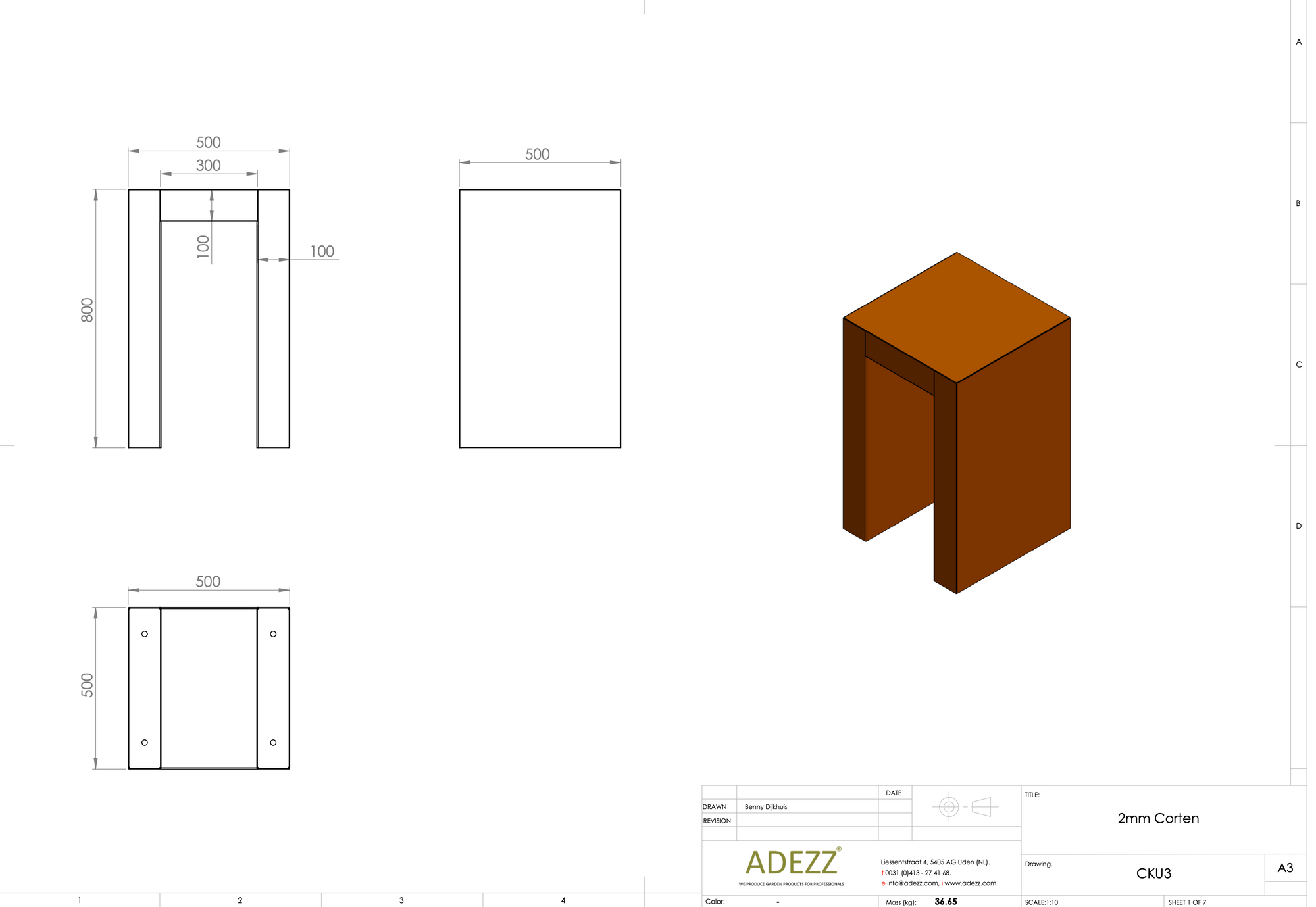 Adezz U-shaped base made of Corten steel 