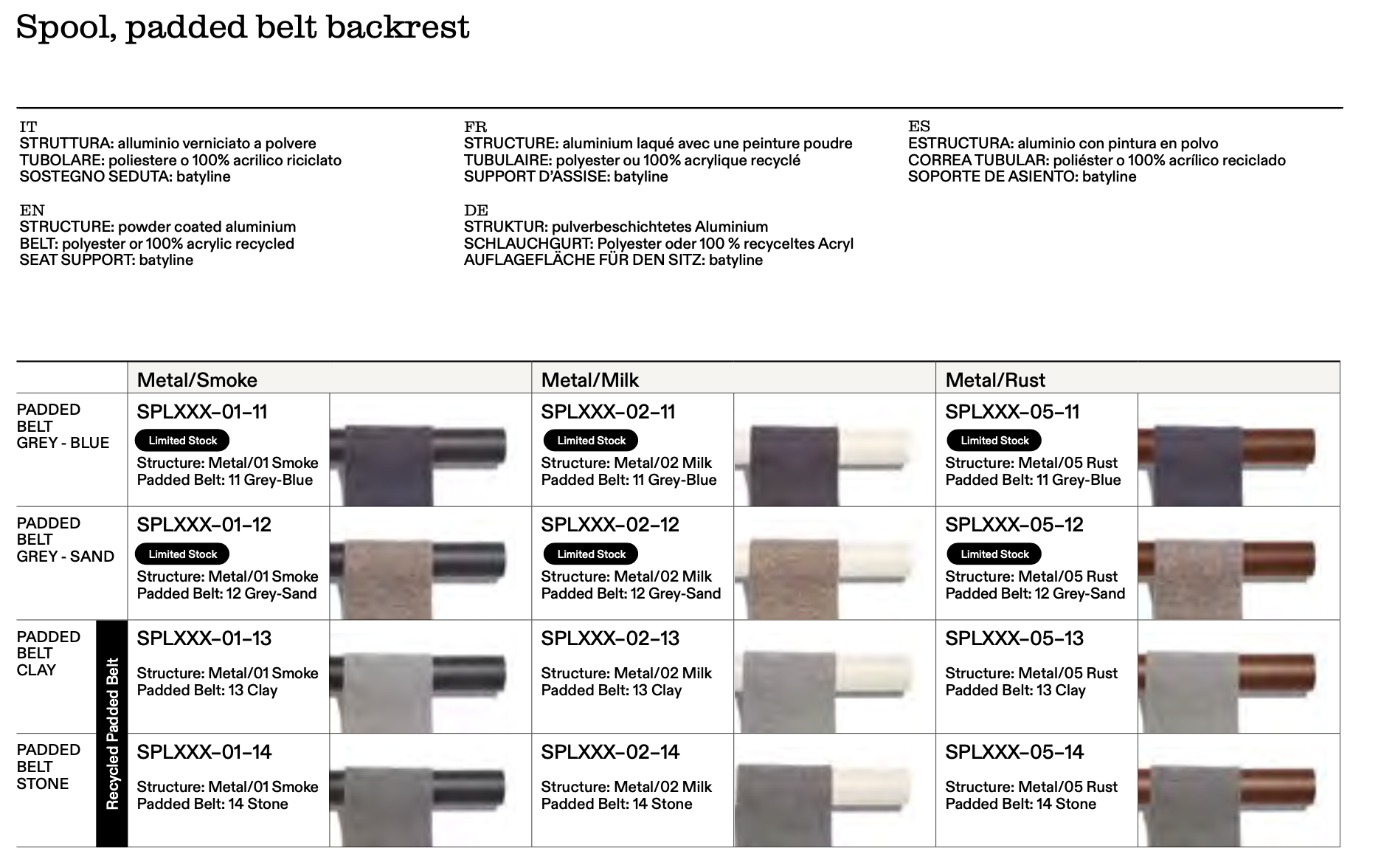 Roda I Spool Sofa mit gepolstertem Gurt 182 cm