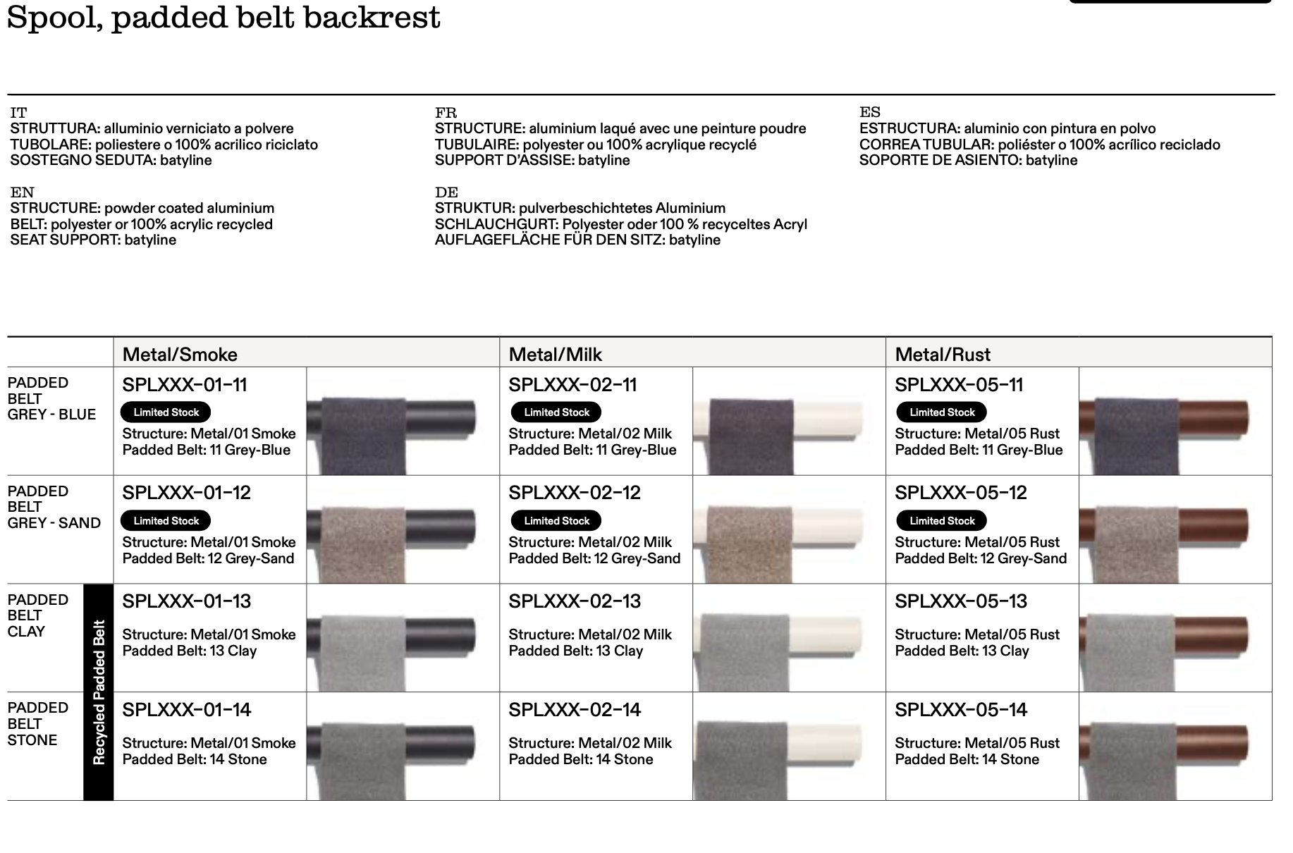 Roda I Spool Sofa mit gepolstertem Gurt 236 cm