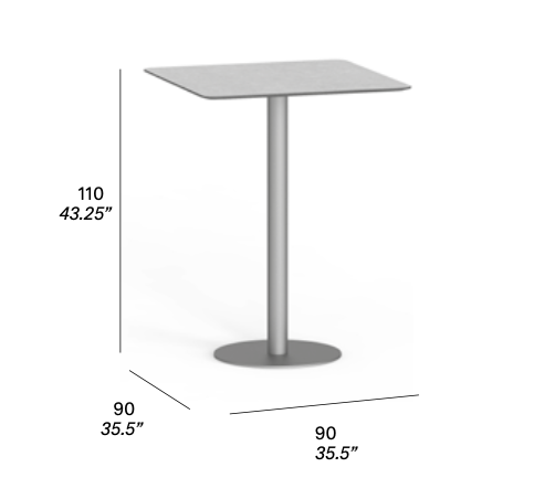 expormim I Flamingo Bartisch 90 cm, quadratisch