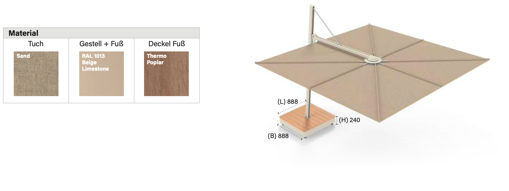 Umbrosa I Versa UX Sand 3m, rund