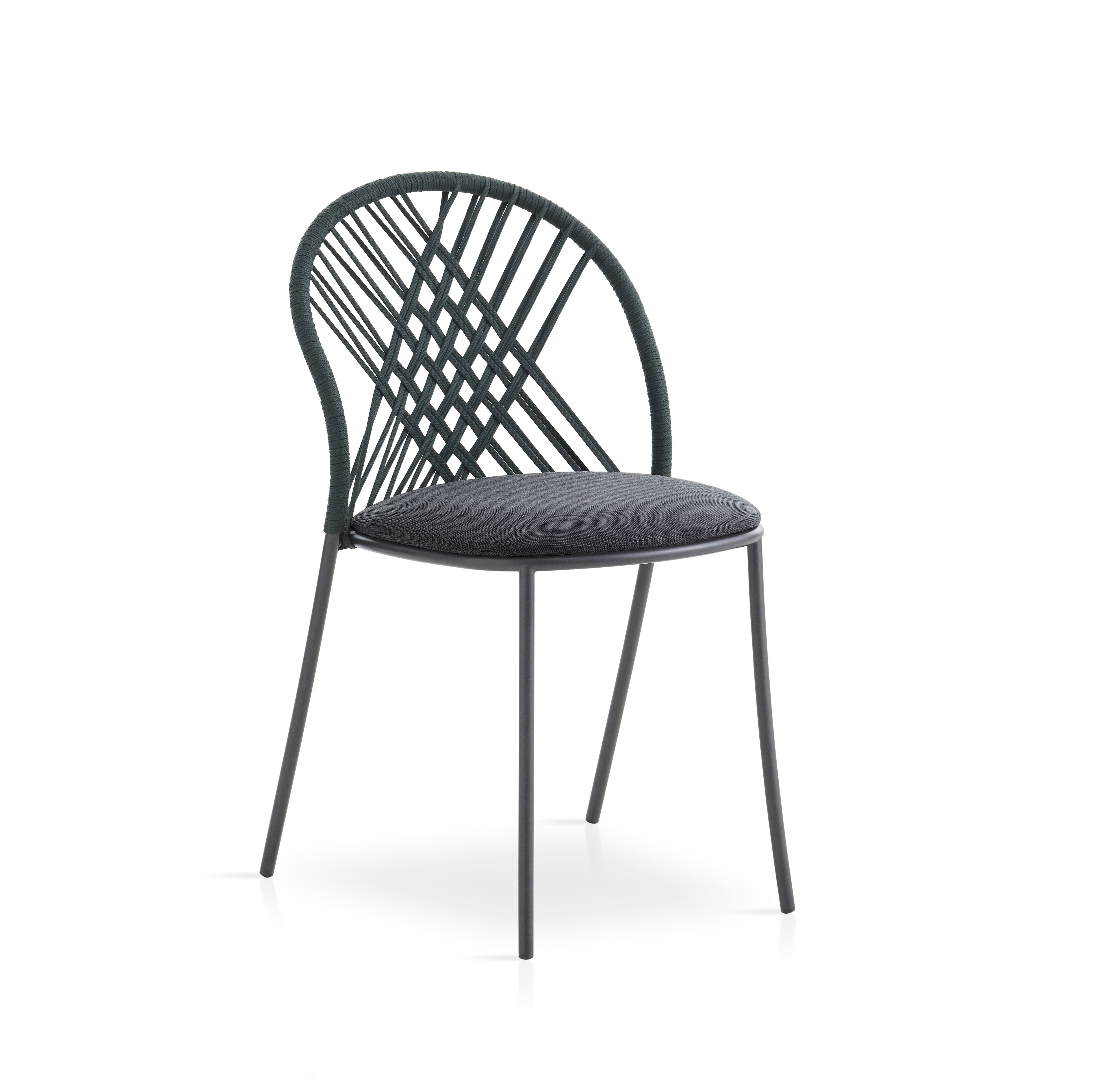 expormim I Petale Stuhl mit Seil im Rautenmuster, 2er Set