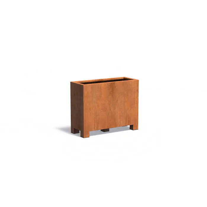 Adezz I Carrez mit Füßen aus Cortenstahl, rechteckig