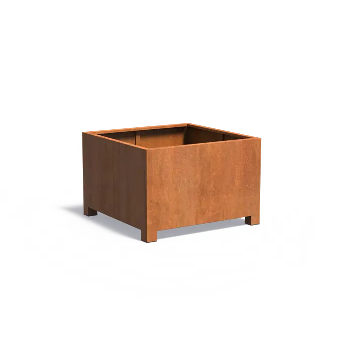 Adezz I Carrez mit Füßen aus Cortenstahl, quadratisch