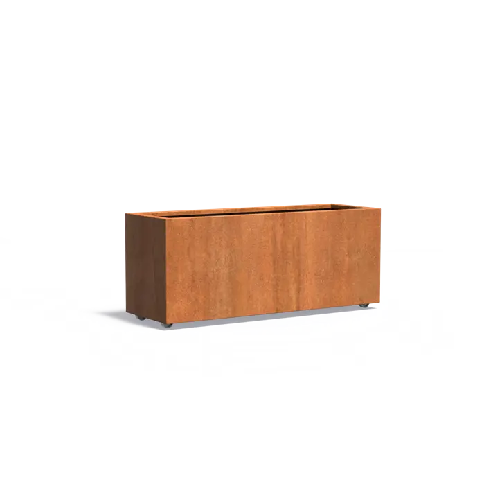 Adezz I Carrez mir Rädern aus Cortenstahl