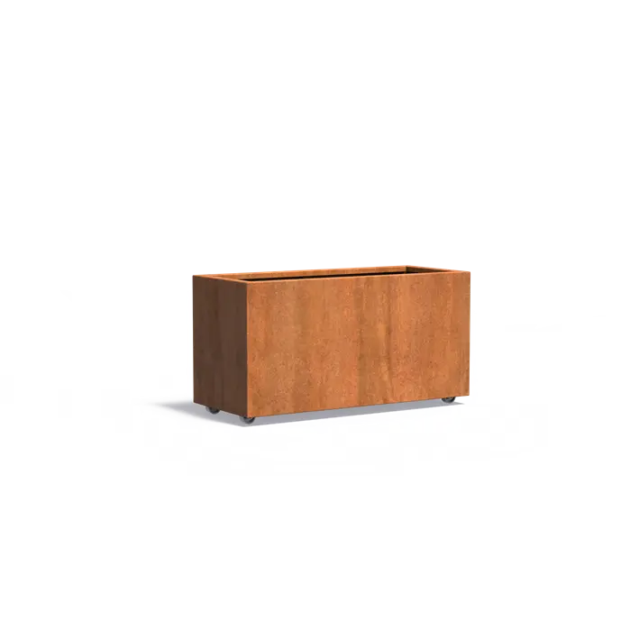 Adezz I Carrez mir Rädern aus Cortenstahl