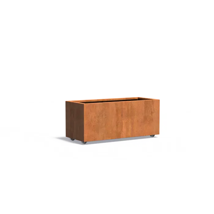 Adezz I Carrez mir Rädern aus Cortenstahl