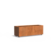 Adezz I Carrez mir Rädern aus Cortenstahl