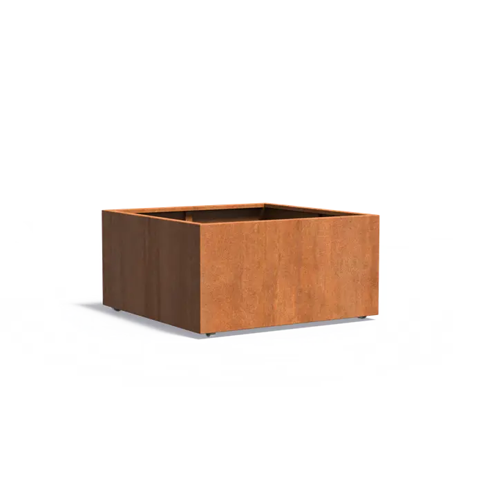 Adezz I Carrez mir Rädern aus Cortenstahl