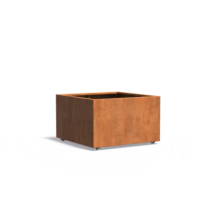 Adezz I Carrez mir Rädern aus Cortenstahl