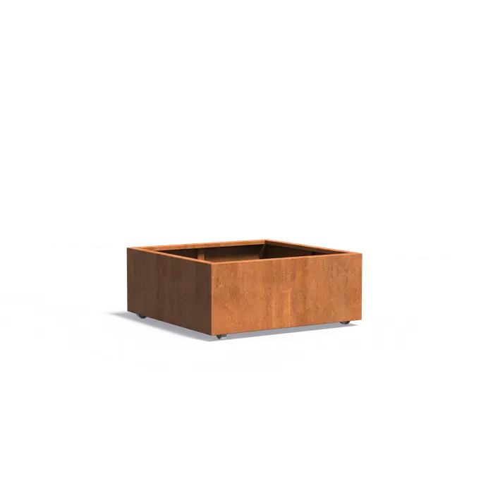 Adezz I Carrez mir Rädern aus Cortenstahl