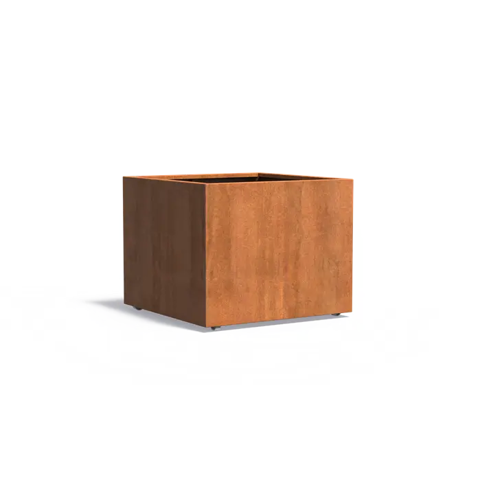 Adezz I Carrez mir Rädern aus Cortenstahl