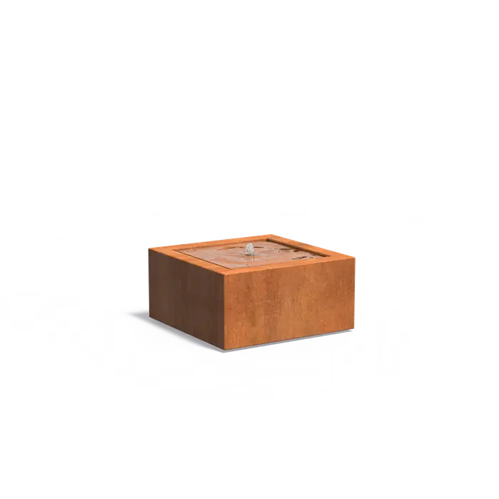 Adezz I Wassertisch aus Cortenstahl mit LED und Pumpe, quadratisch