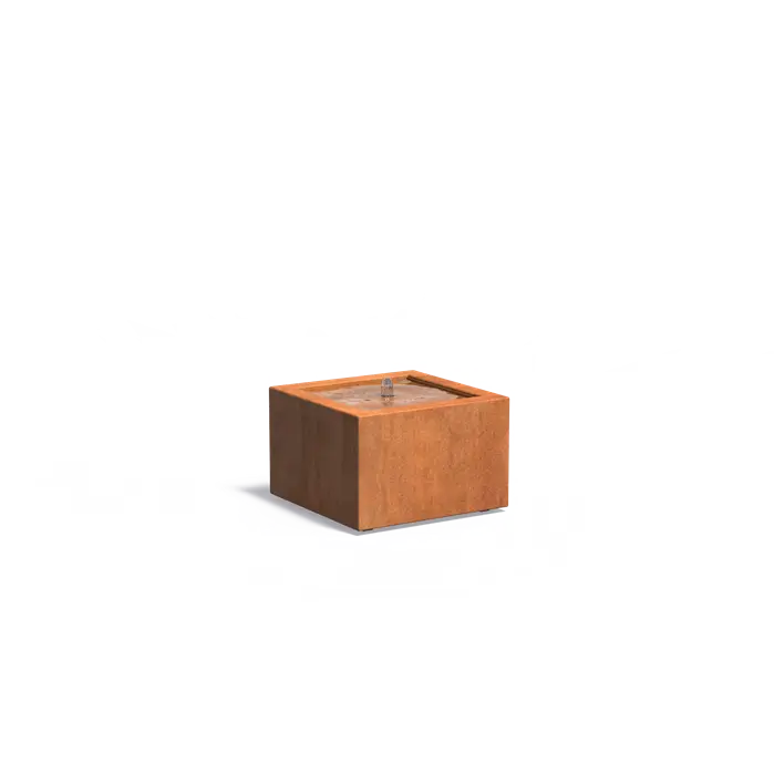 Adezz I Wassertisch aus Cortenstahl mit LED und Pumpe, quadratisch