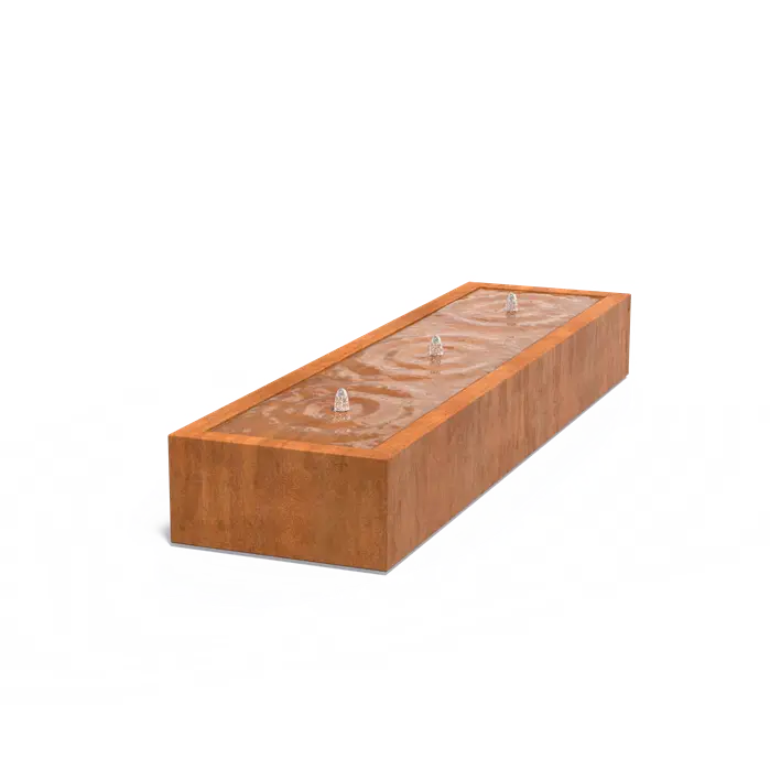 Adezz I Wassertisch aus Cortenstahl mit LED und Pumpe, rechteckig