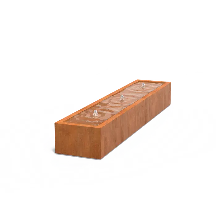 Adezz I Wassertisch aus Cortenstahl mit LED und Pumpe, rechteckig