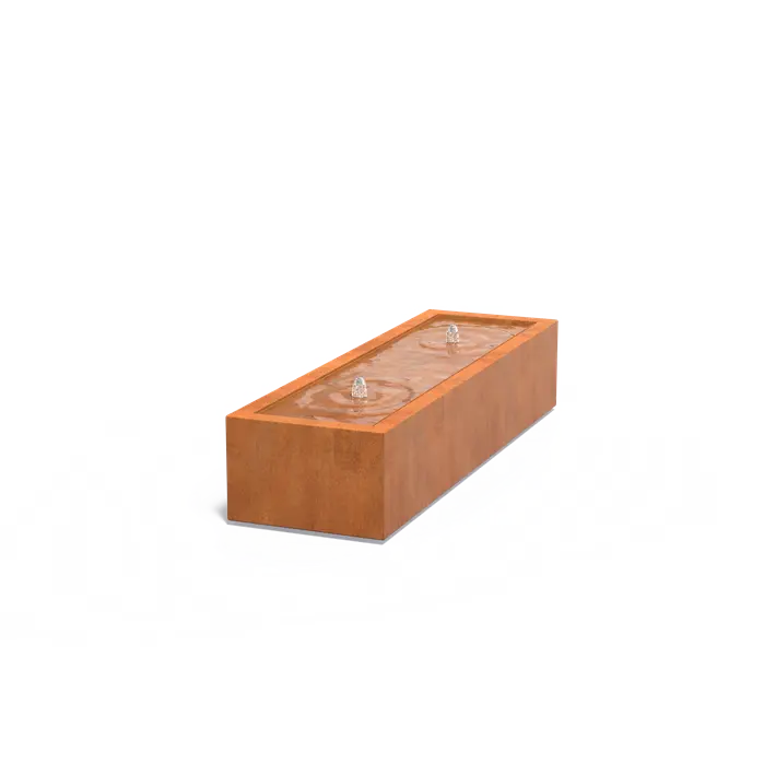 Adezz I Wassertisch aus Cortenstahl mit LED und Pumpe, rechteckig