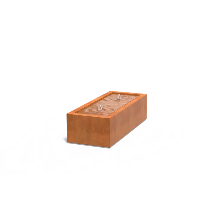 Adezz I Wassertisch aus Cortenstahl mit LED und Pumpe, rechteckig