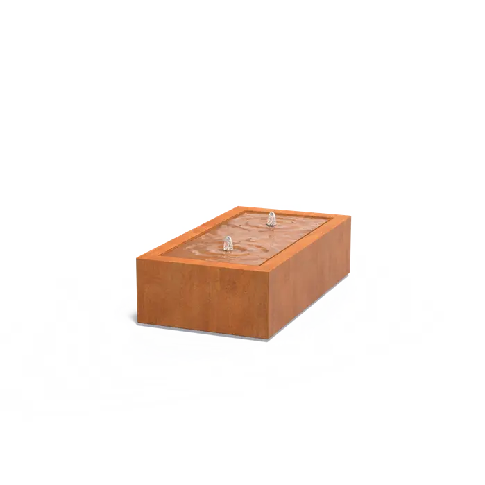 Adezz I Wassertisch aus Cortenstahl mit LED und Pumpe, rechteckig