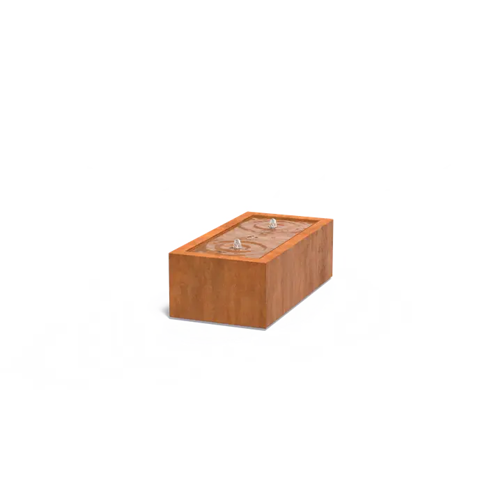 Adezz I Wassertisch aus Cortenstahl mit LED und Pumpe, rechteckig