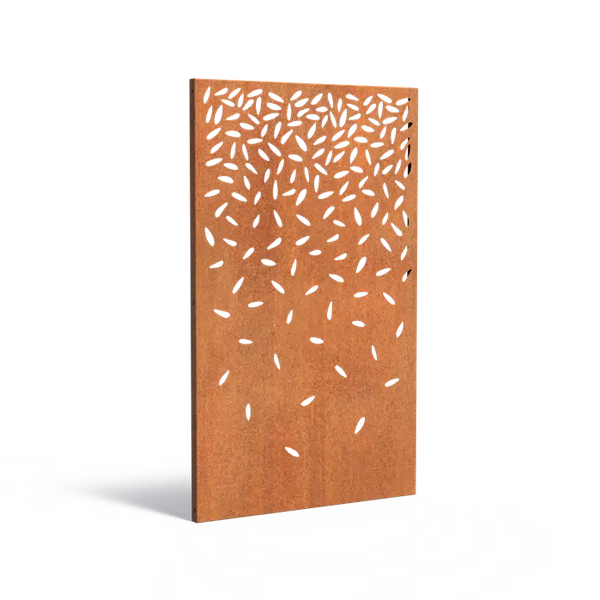 Corten steel panels with leaf pattern 