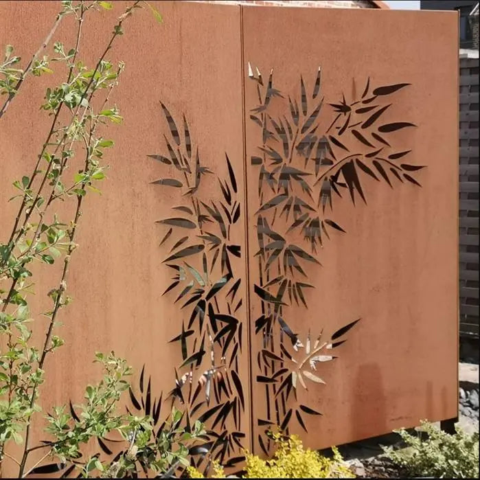 Corten steel bamboo pattern panels 