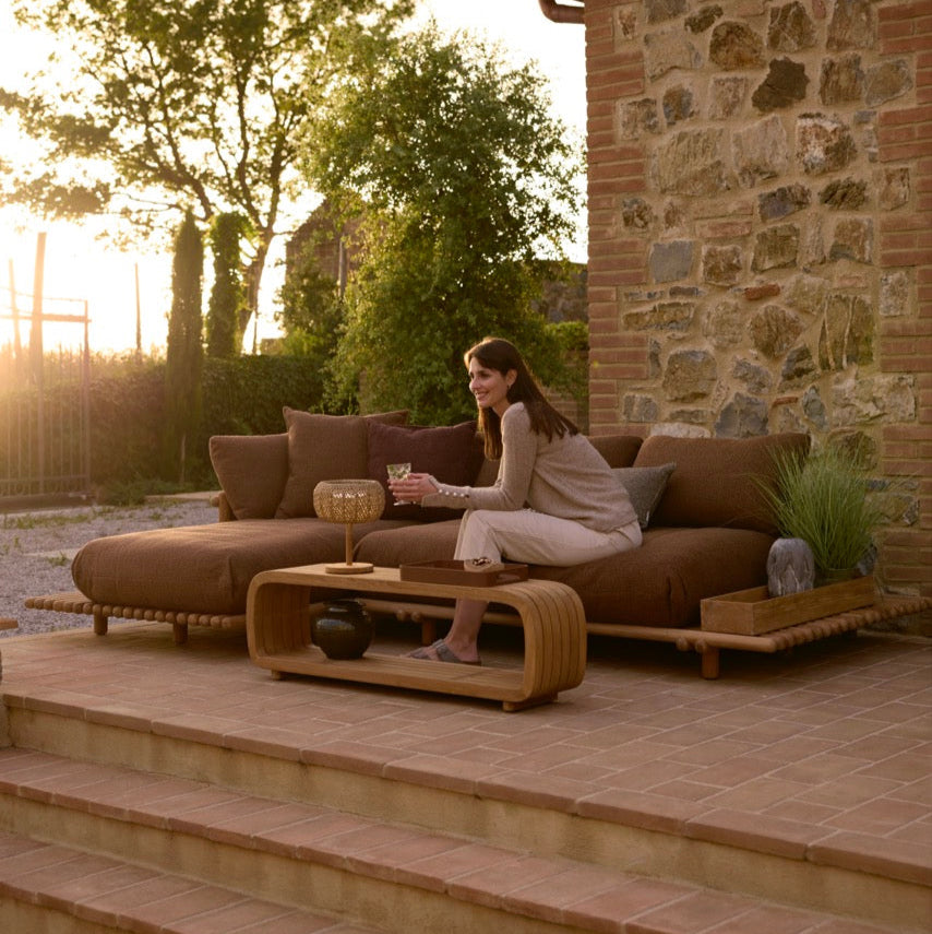 Cane-Line I Sticks Plattformsofa mit Chaiselongue 304 cm