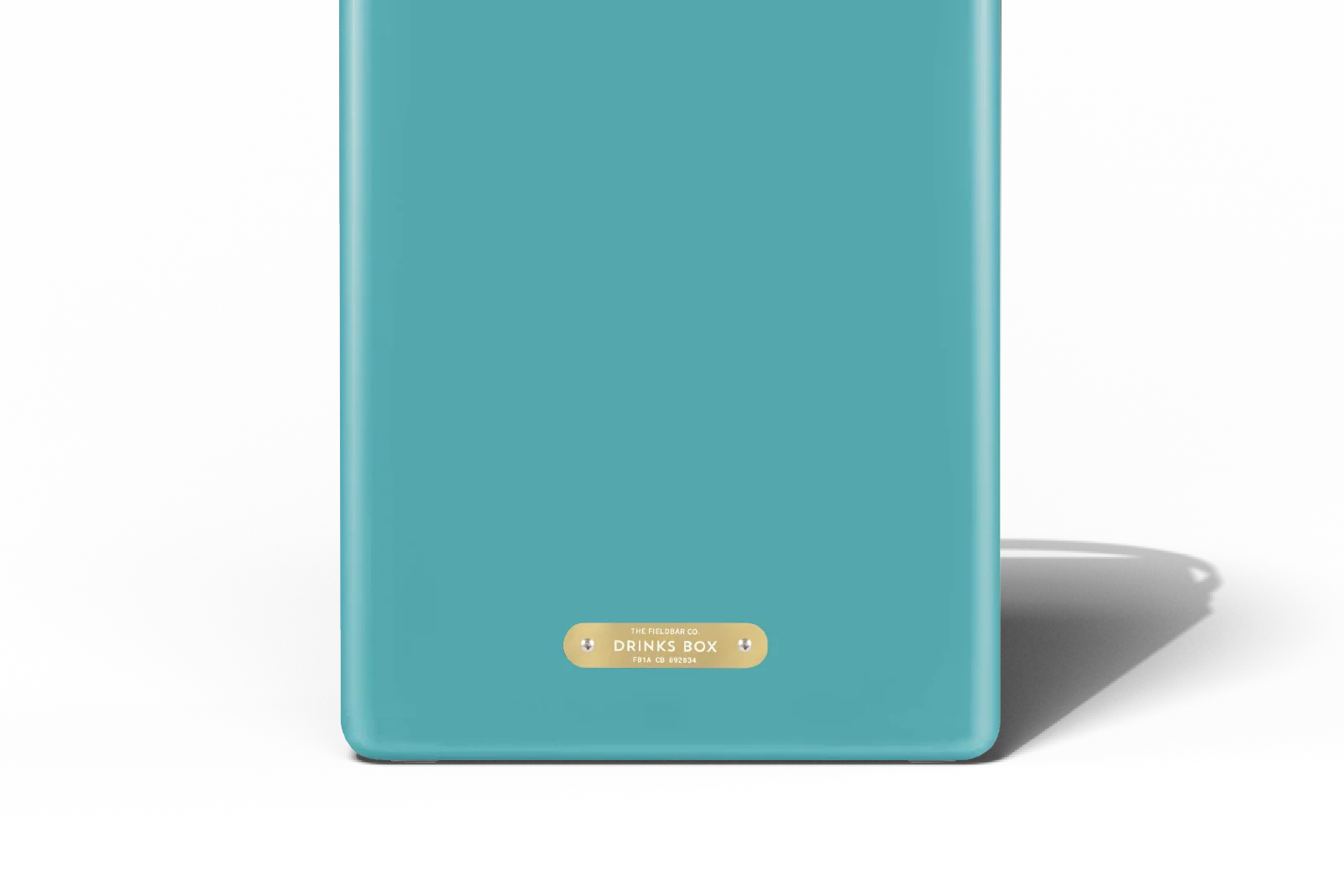 Detailansicht Fieldbar Drinks Box Bazaruto Blue mit Messingplakette