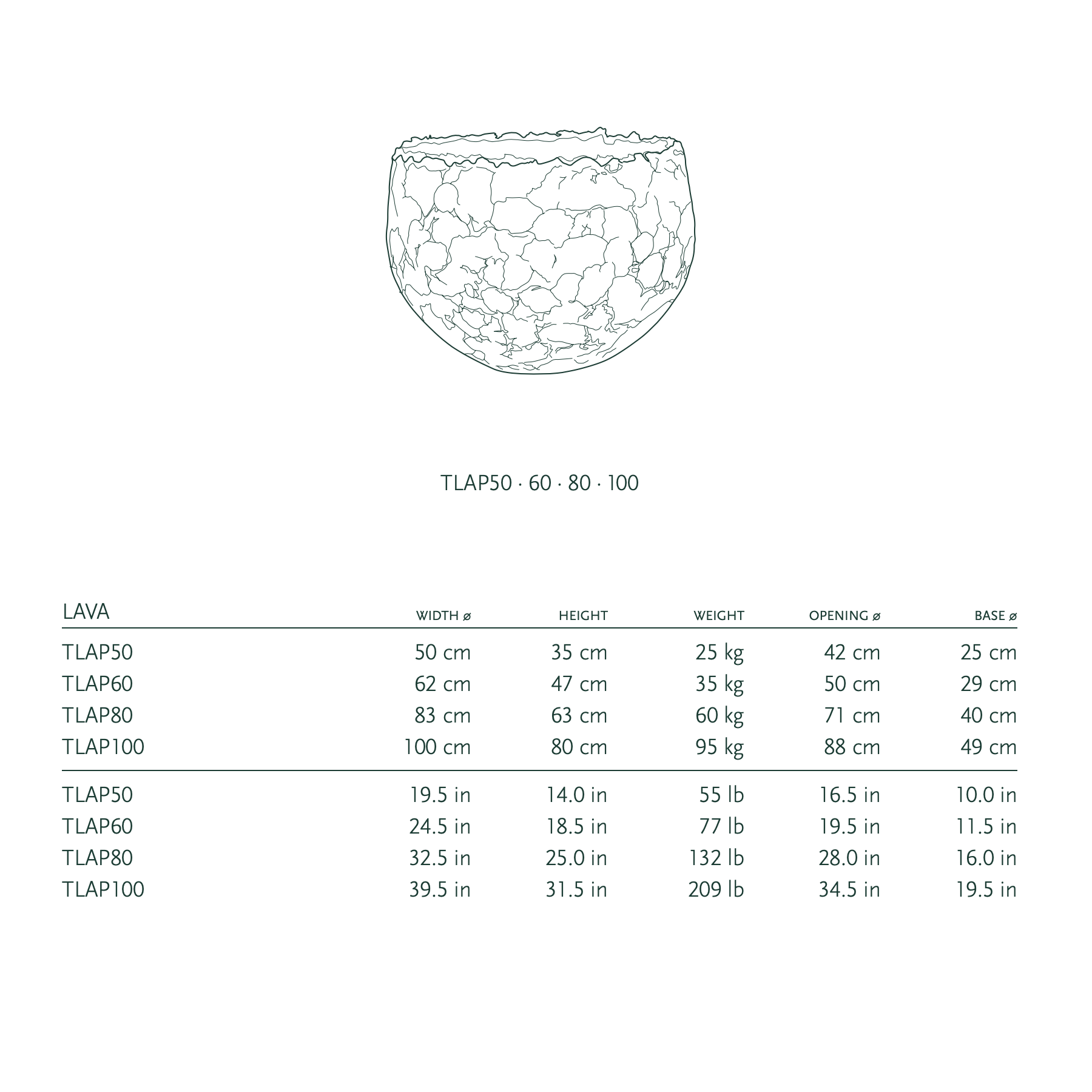 Domani Lava planter Ø50–100cm