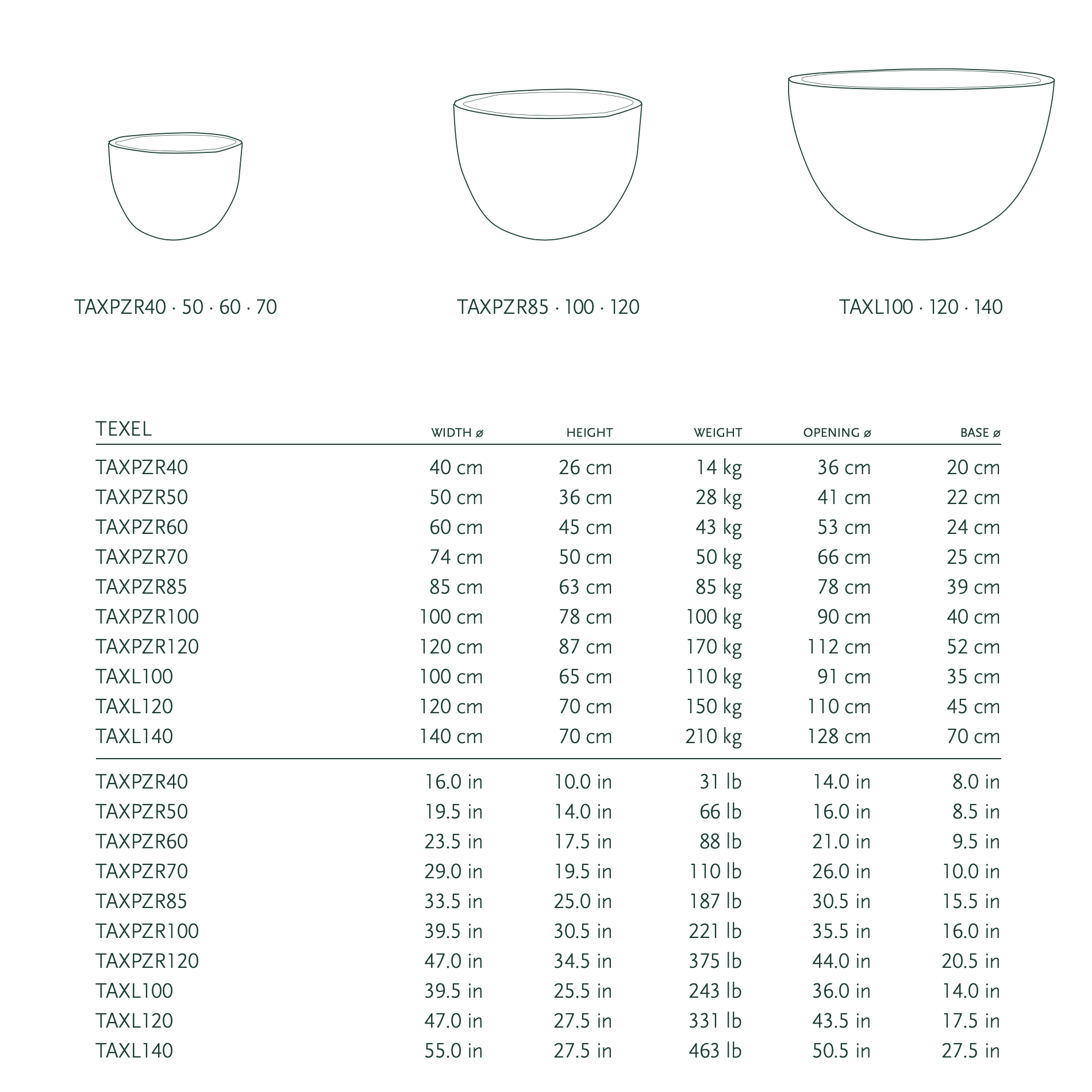 Domani Texel Pot – Terracotta Ø50–120cm