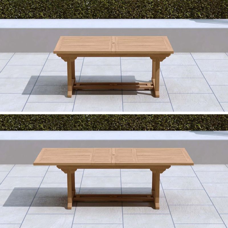 Garten-Stuhl Teak-Ausziehtisch 180/240 cm – ausziehbar, mit Sonnenschirmloch, aus SVLK-Teak