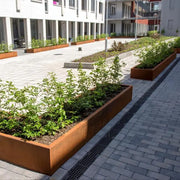 CARREZ Pflanzkübel aus Cortenstahl: Ein eleganter Pflanzkübel in warmem Rostton. Ideal für klare, moderne Gartenlinien.