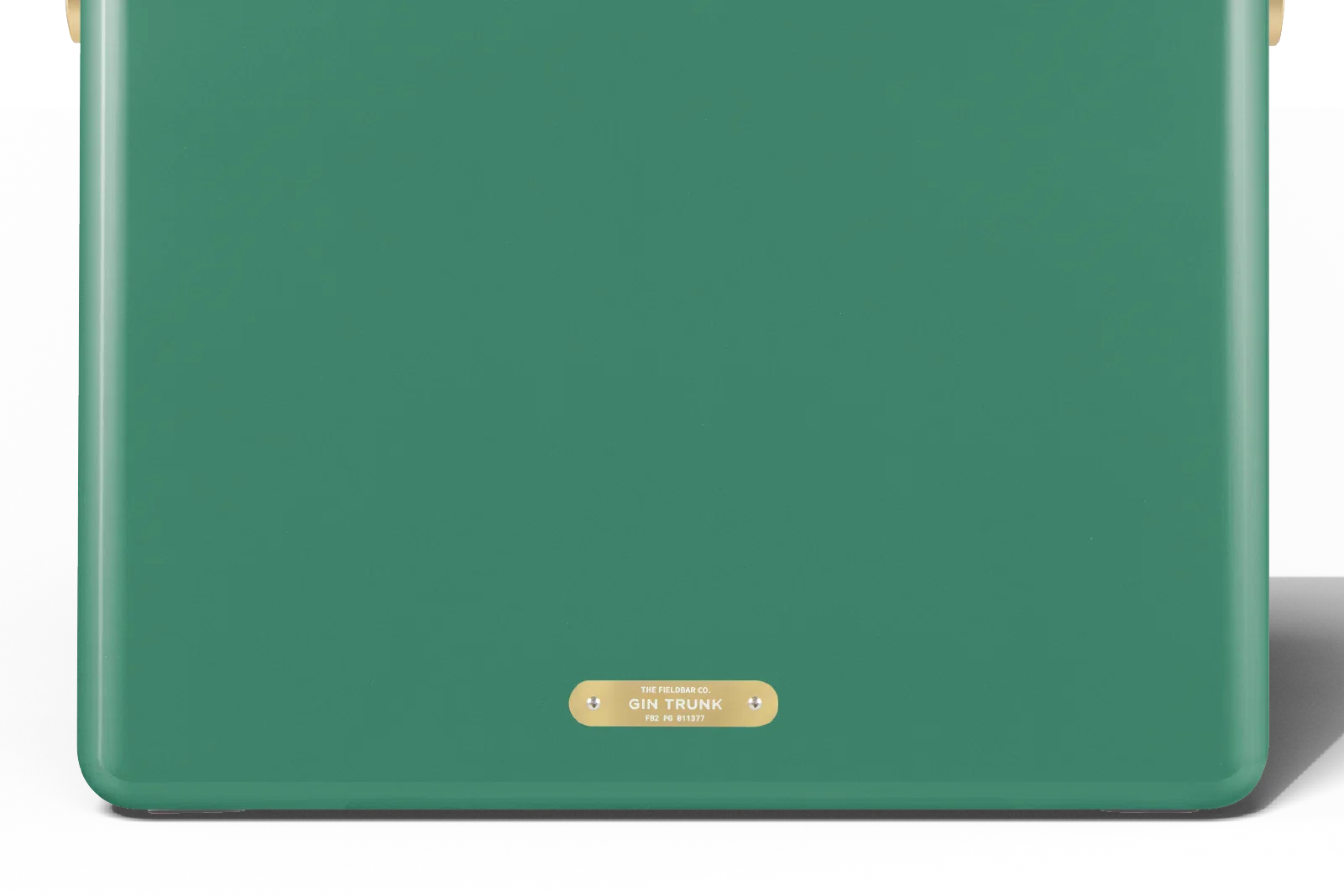 Detailansicht Fieldbar Gin Trunk Parisian Green mit Messingplakette