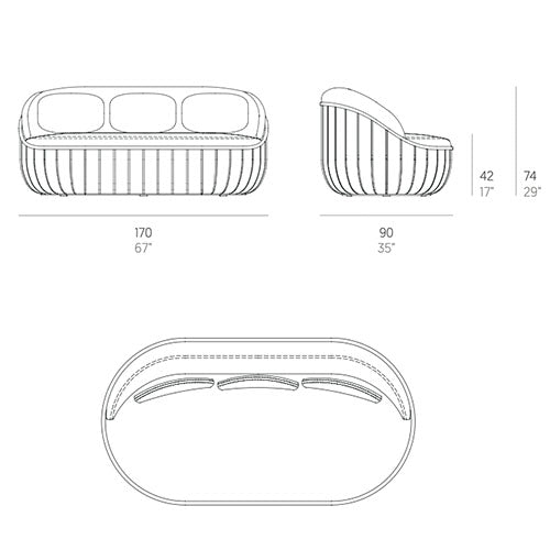 Gandia Blasco Arena Sofa 170 cm Maße