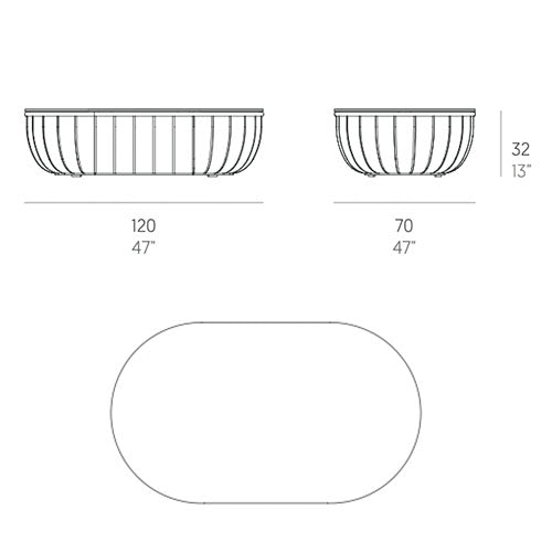 Gandia Blasco Arena Loungetisch 120 cm, oval Maße