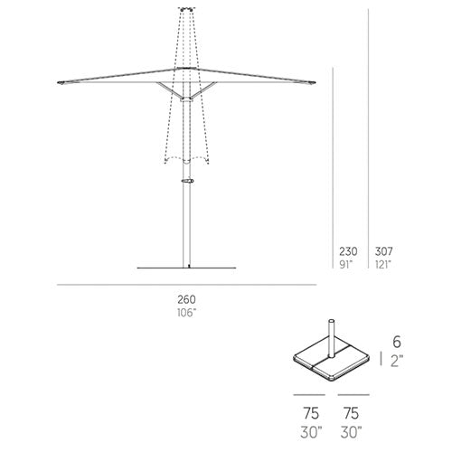 Gandia Blasco Bali Sonnenschirm 260 cm, quadratisch Maße
