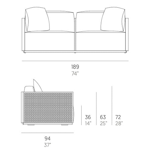 Gandia Blasco Bosc 2-Sitzer Sofa 189 cm Maße