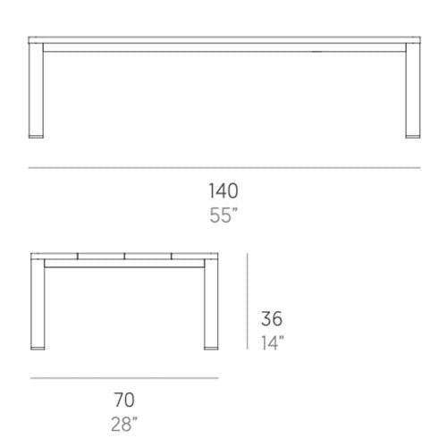 Gandia Blasco Bosc coffee table 140 cm, rechteckig Maße