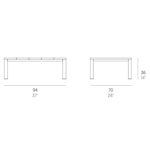 Gandia Blasco Bosc Loungetisch 94 cm, rechteckig Maße