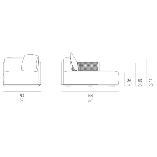 Gandia Blasco Bosc Chaiselongue Sectional 2 rechts Maße