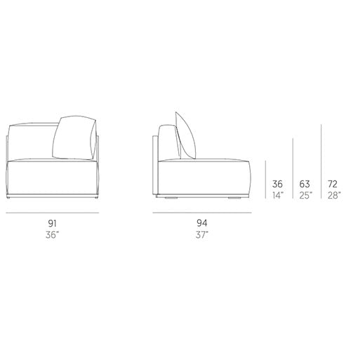 Gandia Blasco Bosc Mittelsofa Sectional 3 Maße