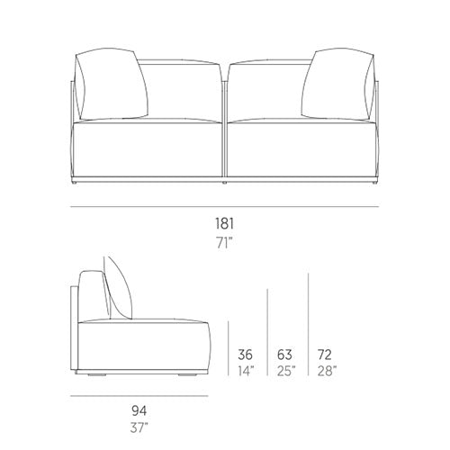 Gandia Blasco Bosc Sofa ohne Armlehnen Sectional 4 Maße