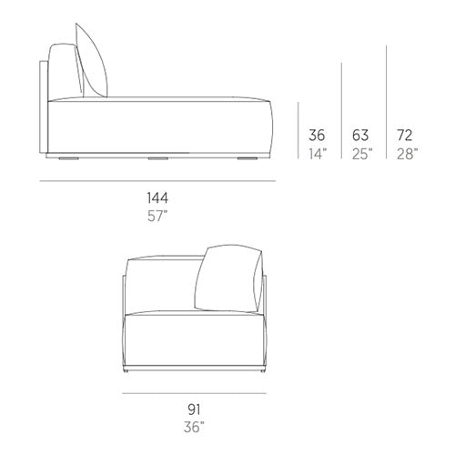 Gandia Blasco Bosc Chaiselongue Sectional 5 Maße