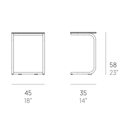 Gandia Blasco Capa C-Tisch 45 cm, rechteckig Maße