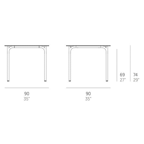 Gandia Blasco Capa Esstisch 90 cm, quadratisch Maße