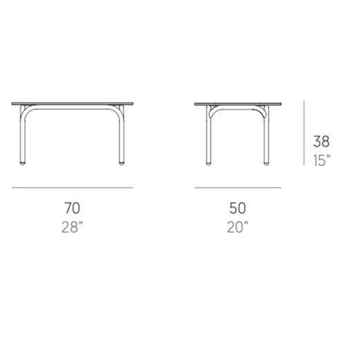 Gandia Blasco Capa Beistelltisch 70 cm, rechteckig Maße