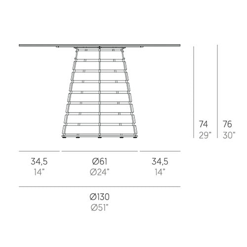 Gandia Blasco Cord Esstisch 130 cm, rund Maße