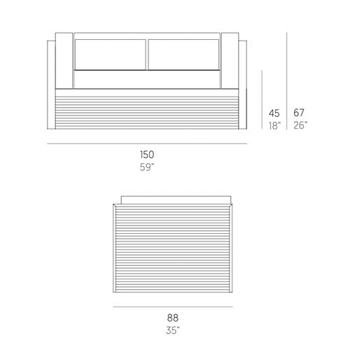 Gandia Blasco DNA 2-Sitzer Sofa 150 cm Maße