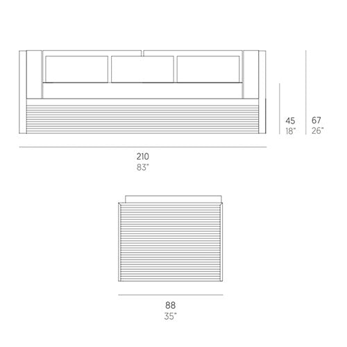 Gandia Blasco DNA 3-Sitzer Sofa 210 cm Maße