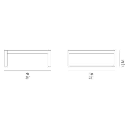 Gandia Blasco DNA Loungetisch 91 cm, quadratisch Maße